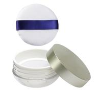 Generic Portable Empty Loose Powder Box with Flip-lid and Elastic Mesh Compact Cosmetic Case with Built-in Puff for Women Space-saving Ultra-thin Design No Leakage Makeup Random Color