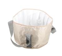 Generic Portable Folding Foot Soaking Basin with Heat Preservation, Thickened Aluminum Foil Insulated Travel Foot Bath Bucket, Small Beige Foldable Water Tub for Outdoor Use