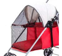 Generic Portable Folding Pet Stroller Lightweight Multi Faceted Windows for Dogs Cats Rabbit for Outdoor Use Oxford Material (Red)