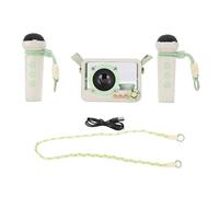 Generic Portable Karaoke Machine, 2 Wireless Microphones & 10W Speaker with LED Lights for Home Party, Outdoor Travel (Light Green)