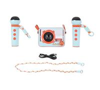 Generic Portable Karaoke Machine, 2 Wireless Microphones & 10W Speaker with LED Lights for Home Party, Outdoor Travel (Orange)