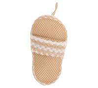 Generic Portable Khaki Bath Shower Scrubber Slipper Shaped Body Scrubber for Adults, Fiber Material Creates Rich Bubbles, for Business Trips and Bathroom Use
