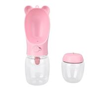 Generic Portable Lightweight Dog Water Bottle with Food Container for Outdoor Activities with Unique Design, Safe and Easy to Clean, Ideal for Dogs and Cats Walking Hiking, Plastic 9.06x2.56in (Pink)
