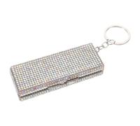 Generic Portable, Moisture Compartments Pressure Proof Independent and Rhinestone Pill Organizer for 6 Resistant Aluminum Alloy Small Pill Case Keychain Women Pocket or Office Use