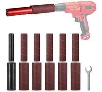 Generic Portable Spindle Sander Drum Set, Hand-Held Rubber Sanding Drum with 10pcs Sanding Sleeves, Power Drill Attachment for Wood, Metal, Glass, Stone, Plastic