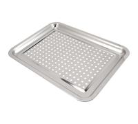 Generic Portable Stainless Steel Grilling Tray with Smooth round Edges and Burr-free Design, Multi-function Draining Pan for Barbecue and Dumpling Cooking, Sturdy Silver Bbq Roasting Tray