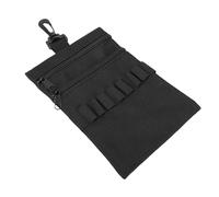 Generic Portable Tee Pouch with 9 Slots and Rotating Clamp for Golf Training Accessories Black 600D Oxford Cloth 7.87x5.51in