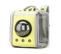 Generic Portable Travel Container Cat Backpack Pet Carrier Bubble Window Vent Design With Top Handle And Padded Shoulder Straps suitable for public transit outdoor excursions daily commuting, Yellow