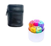 Generic Portable Weekly Pill Storage Container with 28 Grids, Lightweight Pp and Pu Material Pill Box Holder for Daily Medicine Organizing, Includes Pu Bag, for Travel and Home Use