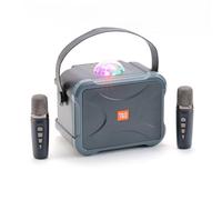 Generic Portable Wireless Bluetooth Speaker Dual Microphone Microphone Singing K Song Family KTV Karaoke Dazzle Color can be Handheld (Gray)