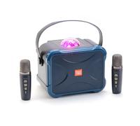 Generic Portable Wireless Bluetooth Speaker Dual Microphone Microphone Singing K Song Family KTV Karaoke Dazzle Color can be Handheld (Blue)