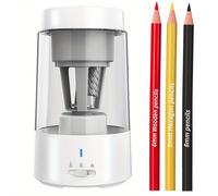 Generic Powerful Motor Electric Pencil Sharpener, Helical Auto Stop Sharpener, Adjustable Settings with 400ml Waste Bin, Ideal for No 2 Pencils, Colored Pencils, Home, School & (White)