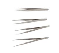 Generic Precise Stainless Steel Tweezer Set Long Lasting Anti-Static Straight & Curved Tweezers for Electronic Components & Narrow Places for Sewing Machine Accessories