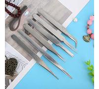 Generic Precision Stainless Steel Tweezers Anti-Static Fine Tip Set for Electronics PCB Repair 6pcs