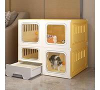 Generic Premium Cat Cage with Litter Box - Spacious Pet Crate & Playpen for Outdoor Cats, Mobile Design with Casters, Stress-Free Environment for Your Feline Friend
