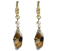 Generic Pressed Flower Jewelry, Autumn Garden Dangle Earrings, 2-Way Silver Plated Resin, Handmade Floral Accents, Dimensions 0.4 X 1.6 In