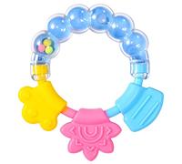 Generic Pressing Baby Teethers，Baby Teething Toys Soothe Massage Gums for 3+ Month Olds Babies Infants Freezer Colorful Tooth Fixer Rattle Shape 12mo (Blue, One Size)