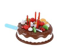 Generic Pretend Play Chocolate Cake Cutting Toy for Kids Over 3 Years Old, Durable DIY Birthday Cake Set with Exquisite Fruit Stickers, Enhance Parent-Child Relationship, Made of Plastic Material