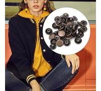 Generic Professional Brass Snap Buttons 50 Set Clothing Fasteners 0.49in Silver Bronze Black for Tents Notebooks Practical Design (15mm)