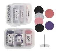 Generic Professional Nail Tool Kit 2 Sets 25mm Nail Buffing Sandpaper Discs with 80#, 150#, 240# Grits for Manicure Pedicure and Dead Skin Removal, Foot File Sanding Replacement Pads for