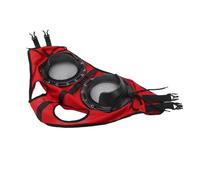 Generic Protective Net Horse Goggles, Red Breathable Wind Proof Sand Proof Horse Eye Cover with Detachable Half Cover for Racing Equipment, Crafted from Sturdy Metal and PU Leather