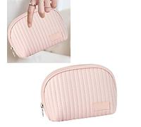 Generic PU Cosmetic Bag, Large Opening PU Makeup Bag Storage for Blusher (Pink)