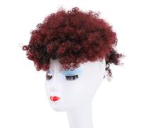 generic Puff Hair Bun with Bangs Seamless Fit Easy to Wear Drawstring Messy Short Curly Bun Hair Piece for Daily Party Leisure (#1B/)