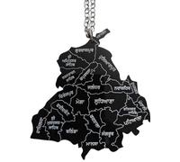 Generic Punjab Map Car Hanging Decor - 4 Inch x 4 Inch Plastic Sikh Punjabi Car Accessory with Hanging Chain