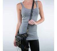 Generic Punk Leather Messenger Bag Gothic Bag Retro Belt Bag, with Lots of Room for Your Essentials, for Military Personnel, Students, etc. (Black)