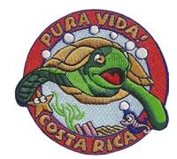 Generic Pura Vida Costa Rica Patch (3 Inch) Iron-on or Sew-on Badge Island Pure Life Travel Souvenir Traveler Emblem Perfect for Backpacks, Jackets, Hats, Luggage, Bags, DIY Gift Patches, Large