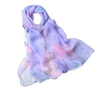 Generic Purple Floral Chiffon/100% Women's Scarf (Purple, One Size)