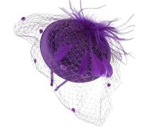Generic Purple Plume Gauze Fascinators Hats Clip Hoop Romantic Fashion Sense Comfortable Easy to Wear Wedding Cosplay Travel Photo Headpiece for Women