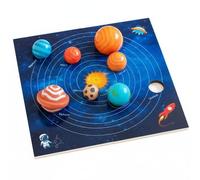 Generic Puzzle Solar System Game Wooden Educational Board Interactive Learning Activity Hand-Eye Coordination Toy Suitable for Children Early Education Playroom, New Cognitive Board