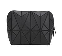 Generic PVC Foldable Water Proof Standing Makeup Bag for Travel Organizer with Detachable Divider for Travel Toiletry and Efficient Workspace on The Go (Black)