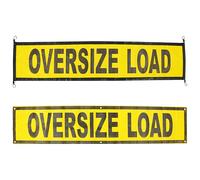 Generic Pvc Mesh Fabric Yellow, 84 X 18 In, Oversize Load 2 Banners Traffic Warning Safety, With Elastic Ropes