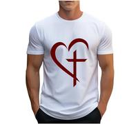 Generic Q-522 White Man Crew Neck Tops Casual Blouses for Man Short Sleeve Christian Love Graphic Loose Fit Long Summer Fall Shirt 2024 Clothing Trendy Country Concert Y2K F8 L