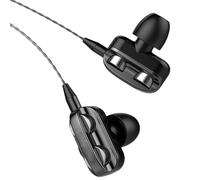 Generic Quad-core Dual Dynamic In-Ear Wired Headphones, 3.5mm/Type-C, Black, In-Ear Earbuds with Mic, Tangle-Free Cord, Waterproof