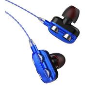 Generic Quad-core Dual Dynamic In-Ear Wired Headphones with Mic, 3.5mm/Type-C, Waterproof, Blue