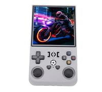 Generic R36MAX Retro Handheld Game Console Dual 3D Joystick and Directional Key Design for Gaming Enthusiasts 4 Inch Portable Gaming Player for Adults (Gray)