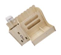 Generic Rabbit and Chinchilla Feeder with Food Bowl and Water Bottle, Plastic and Wooden Material, Wear-resistant Design for Cage Use and Daily Feeding