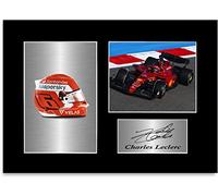 Generic Racing Driver Charles Leclerc 2022 Car Helmet Signed Photo Display Mount A4 Unframed Wall Art for Man Cave, Sports-themed Bedroom