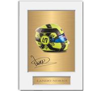 Generic Racing Driver Lando Norris 2023 Helmet Signed Photo Display Mount A4 for Racing Fans