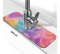 Generic Rainbow Tie Dye Print Kitchen Sink Splash Guard Faucet Mat, Sink Gadgets, Splash Guard Behind Faucet Drip Catcher for Kitchen Bathroom