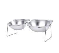 Generic Raised Cat Food and Water Bowl Set Durable Stainless Steel Design for Multi-Pet Households 2 Bowls and Stand (Kitten)