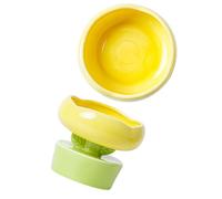 Generic Raised Pet Food Bowl High Stability Stylish Ceramic Design for Cats and Dogs Large Capacity (Yellow)