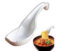 Generic Ramen Spoon: Ceramic Material, Dumpling Soup Spoon, Ramen Termination Spoon | Wonton Spoon with Handle, Perfect Size for Porridge, Noodles, Soup