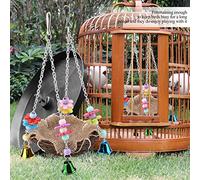Generic Rattan Bird Swing Toy with Bells for Cage Hammock, Chew Toy and for Lonely Birds, Portable Hanging Perch for Bird Cage Enrichment (Small Size)