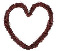 Generic Rattan Wreath Elegant Red Flower Arrangement Frame for Front Door Hanging Decoration Heart Shaped Suitable for Occasions and Home Decor