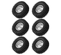 Generic RC Rubber Tires Strong Grip and Durable for WPL 4WD Car Model, Reduce Gravity, for RC Car Enthusiasts, Aluminum Alloy + Rubber (Silver)