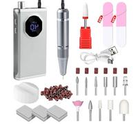 Generic Rechargeable Nail Drill Kit, 40,000 Rpm Electric File, Alloy Steel Construction, Lcd Screen, 3000 Mah Battery, Portable Gray Design